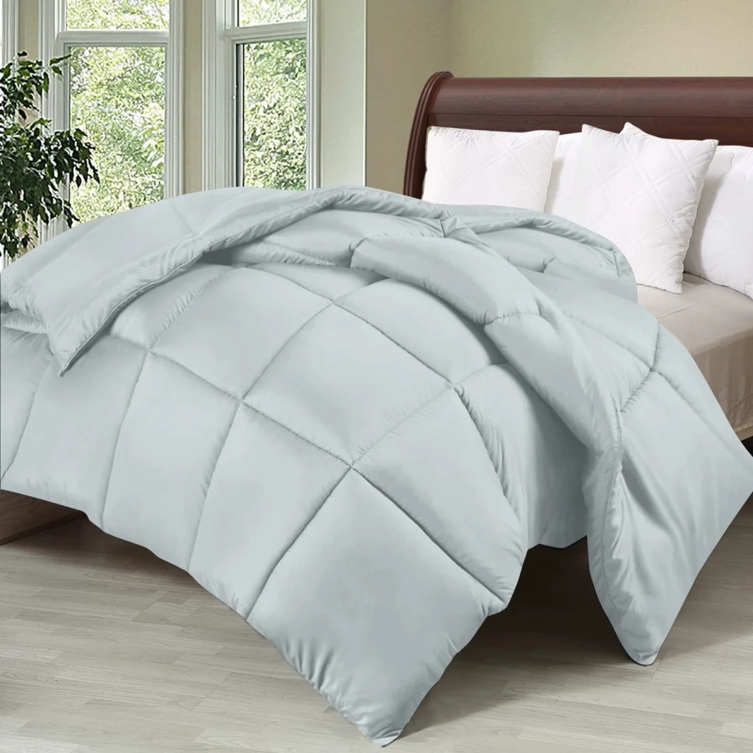 Bedding Comforter Duvet Insert - Quilted Comforter with Corner Tabs - Box Stitched Down Alternative Comforter (Twin XL, Light Grey)