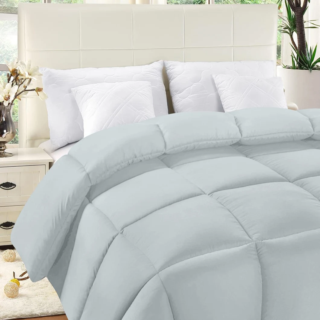 Bedding Comforter Duvet Insert - Quilted Comforter with Corner Tabs - Box Stitched Down Alternative Comforter (Twin XL, Light Grey)